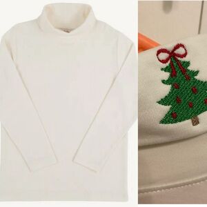 NWT TBBC Tatum Turtleneck in Palmetto Pearl, Christmas tree embroidery, size 7